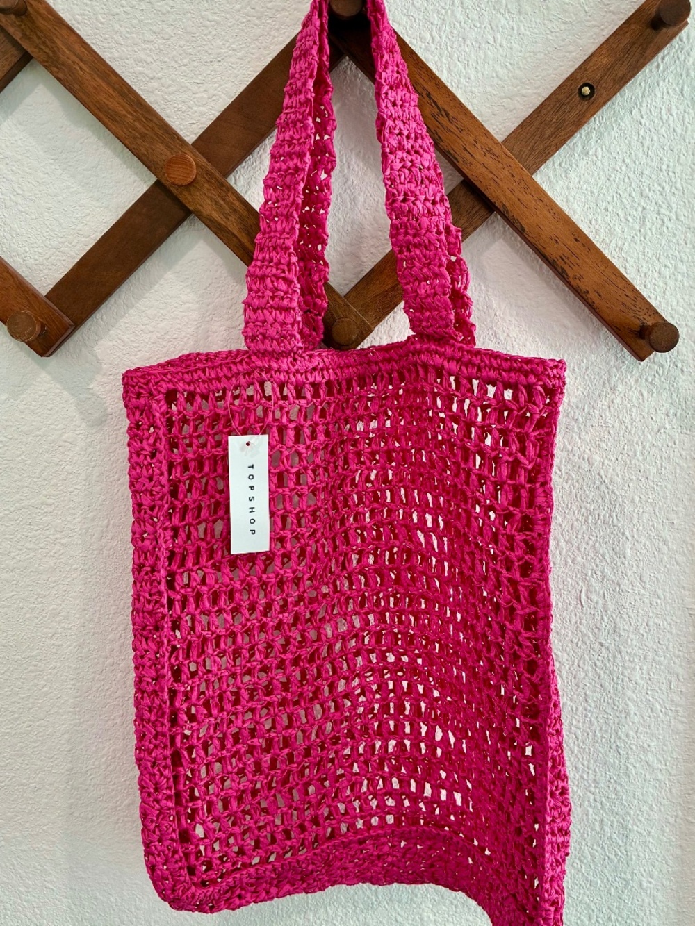 TOPSHOP Fuchsia Crochet Tote ~NWT